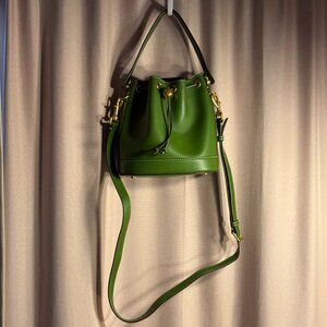 Green Tory Burch Leather Bucket Bag